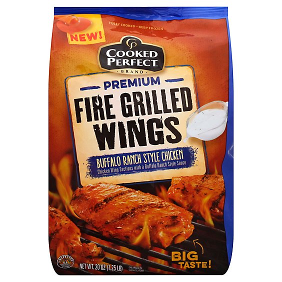 Cooked Perfect Fire Grilled Chicken Wings Buffalo Ranch - 20 OZ