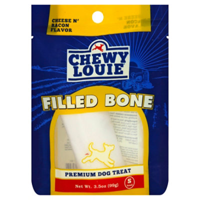 Chewy Louie Dog Treat Filled Bone Cheese N Bacon Small - Each