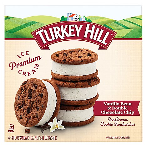 Turkey Hill Vanilla Bean N Double Chocolate Chip Ic Cookie Sandwich - 16 FZ