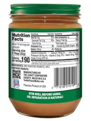 Teddie Super Chunky All Natural Peanut Butter - 16 OZ - Image 4