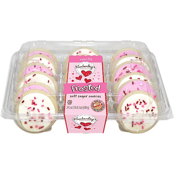 Valentine White Pink Frosted Sugar Cookies 18 Count - 24.3 OZ