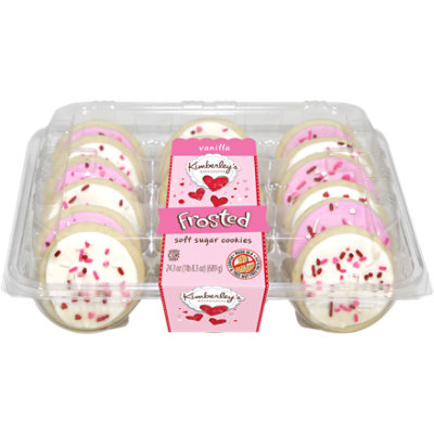 Valentine White Pink Frosted Sugar Cookies 18 Count 24.3 OZ Vons