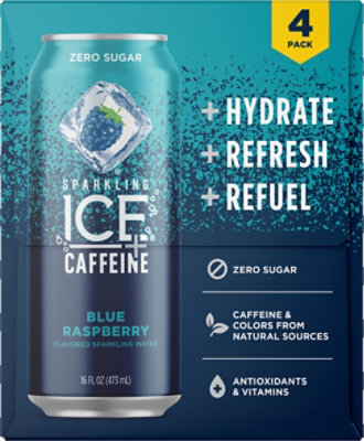 Sparkling Ice Sparkling Water with Caffeine Blue Raspberry - 4-16 Fl. Oz. - Image 6