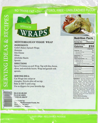 Cedars Spinach Wrap - 10 Oz - Image 6