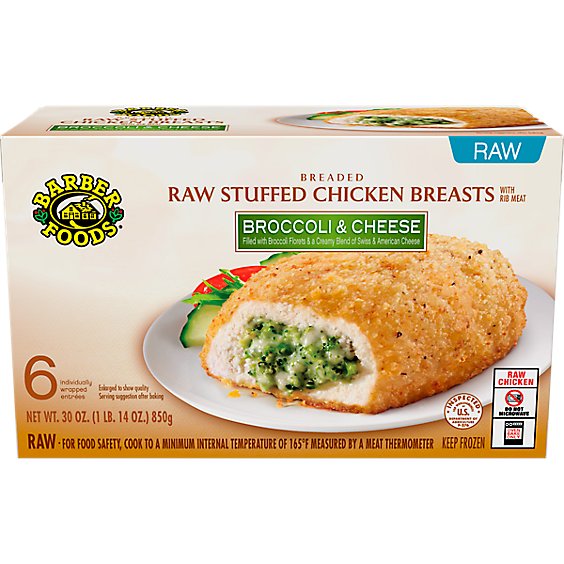 Barber Foods Broccoli & Cheese Stuffed Chicken Breast - 30 Oz