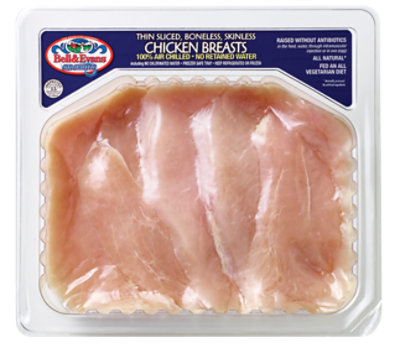 Bell & Evans Chicken Breast Boneless Skinless Thin Sliced - 1.00 Lb