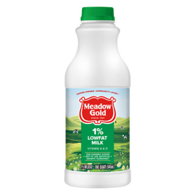Meadow Gold 1% Lowfat Milk Plastic Bottle - 1 Quart