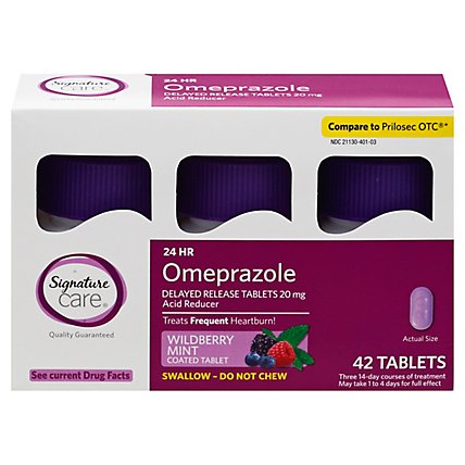 Signature Care Omeprazole Acid Reducer Wild Berry Tab - 42 CT - Image 3