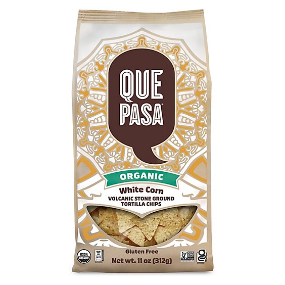 Que Pasa Organic White Corn Tortilla Chips - 11 Oz