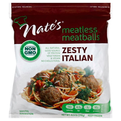 Nates Zesty Italian Meatless Meatballs 10.5 OZ Tom Thumb