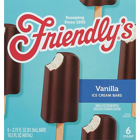 Friendly's Vanilla Ice Cream Bars Box - 6 Count