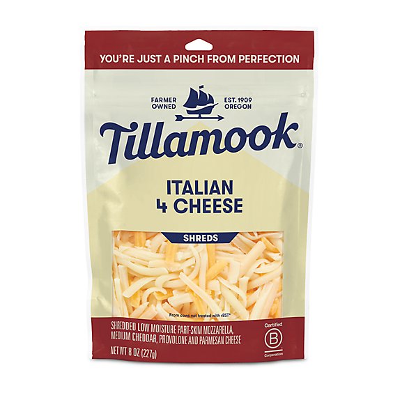 Tillamook Farmstyle Fine Cut Italian 4 Cheese Shredded - 8 Oz