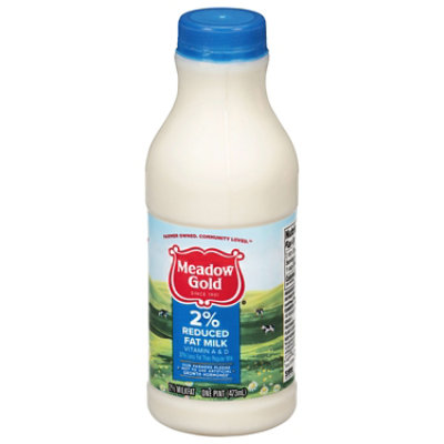Meadow Gold 2% Reduced Fat Milk with Vitamin A and Vitamin D Bottle - 1 Pint