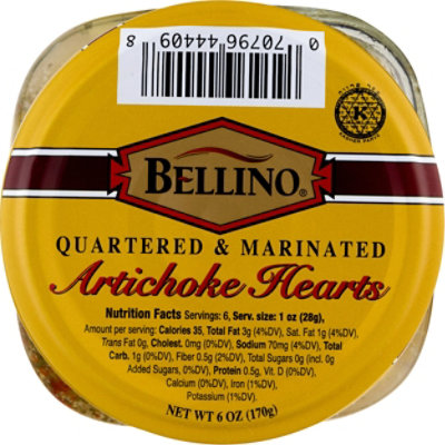 Bellino Quartered Marinated Artichokes Hearts - 6 OZ - Image 1