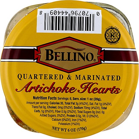 Bellino Quartered Marinated Artichokes Hearts - 6 OZ