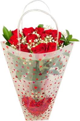Rose Dozen Vased In Deco Bag - Each - Image 1