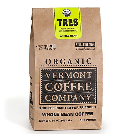 Vermont Coffee Company Organic Whole Bean Tres Medium Dark Roast - 16 OZ - Image 1