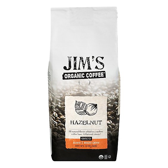 Jim's Organic Ground Hazelnut Coffee - 12 OZ