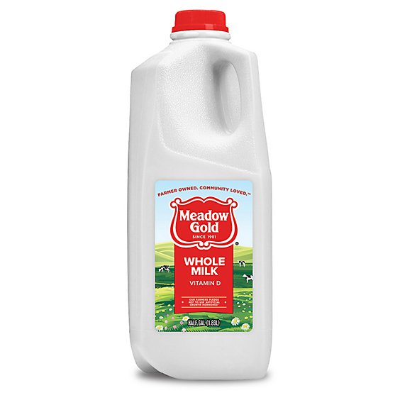 Meadow Gold Vitamin D Whole Milk Jug - 0.5 Gallon