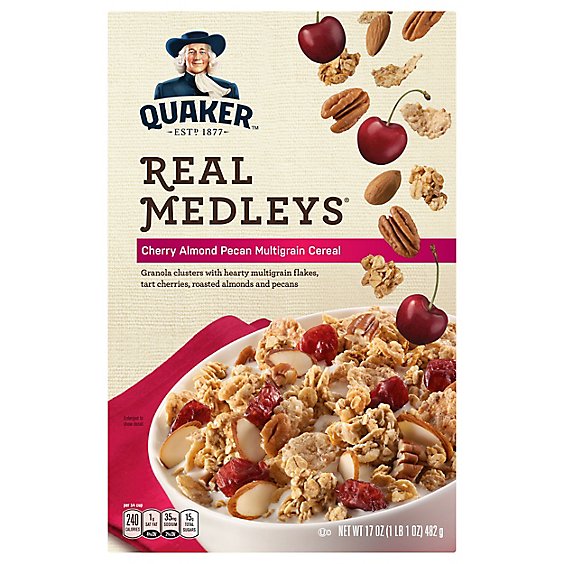 Quaker Real Medleys Cherry Almond Pecan Multigrain Cereal - 17 OZ