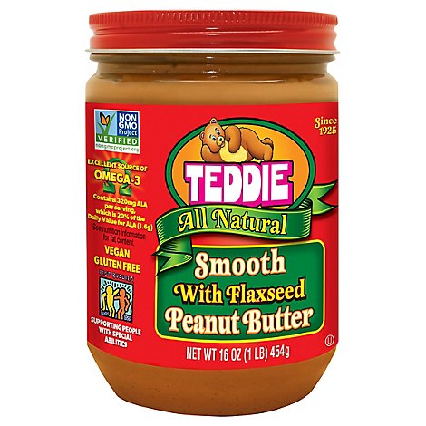 Teddie All Natural Flaxseed Creamy Peanut Butter - 16 OZ