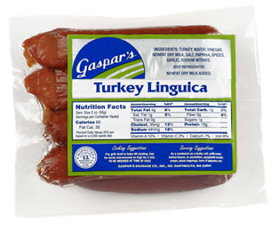 Gaspars Linguica Turkey Franks - 0.50 Lb - Image 1