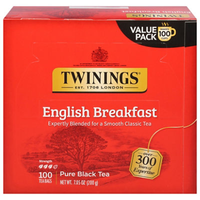 Twinings Black Tea, English Breakfast, Tea Bags - 100 tea bags, 7.05 oz