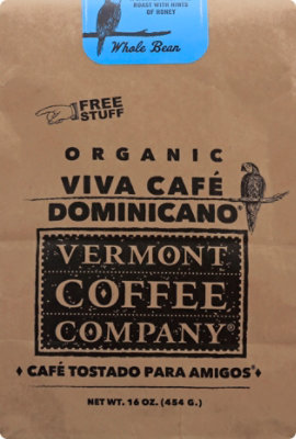 Vermont Coffee Co. Organic Viva Cafe Dominicano Whole Bean Coffee - 16 Oz - Image 2