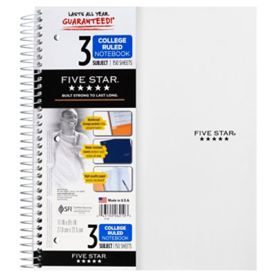Five Star Mead 3 Subject Notebook - Each