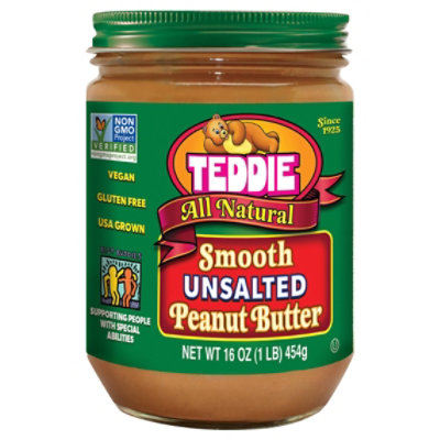 Teddie All Natural Unsalted Smooth Peanut Butter - 16 Oz