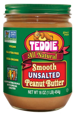 Teddie All Natural Unsalted Smooth Peanut Butter - 16 Oz