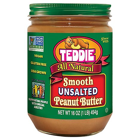 Teddie Unsalted Smooth Peanut Butter 16oz - 16 OZ