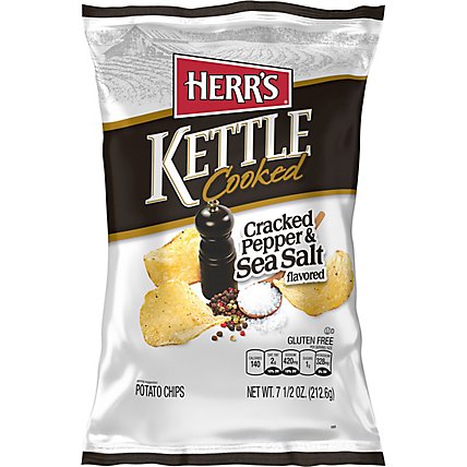 Herrs Kettle Cooked Sea Salt & Cracked Pepper Potato Chips - 7.5 OZ - Image 2