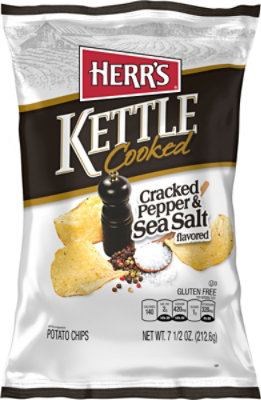 Herrs Kettle Cooked Sea Salt & Cracked Pepper Potato Chips - 7.5 OZ - Image 2