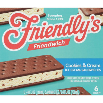 Friendly's Cookies n'Cream Dreams Friendwich Ice Cream Sandwiches - 6 Count Box - Image 1