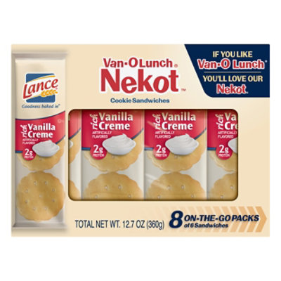 Lance Van O Lunch Nekot Cookie Sandwich Rich Vanilla Creme 8 Count
