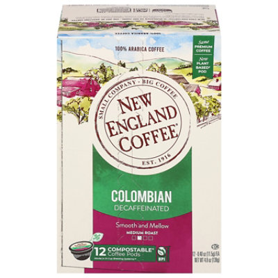 New England Coffee K Cup Columbian Decaf 12 Count 12 CT Andronico's