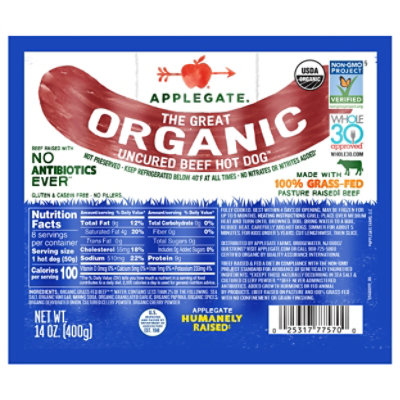 Applegate Farms The Great Organic Beef Hot Dog - 14 OZ - Image 3