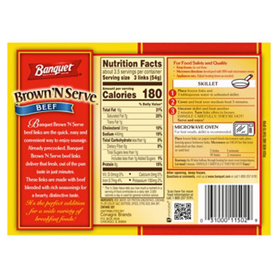 Banquet Brown N Serve Beef Sausage Link - 6.4 Oz - Image 4