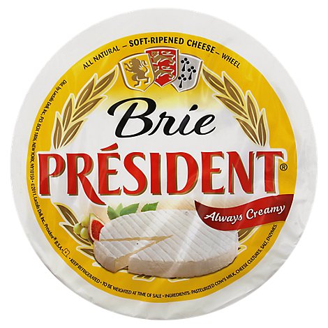 President Cheese Brie Plain Wheel - 0.50 Lb