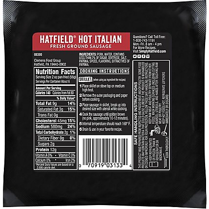Hatfield Hot Italian Sausage Brick - 16 OZ - Image 6