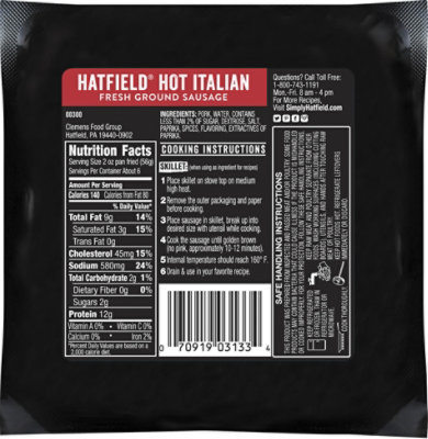 Hatfield Hot Italian Sausage Brick - 16 OZ - Image 6