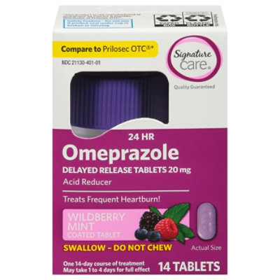 Signature Select/Care Omeprazole Acid Reducer Tab Wildberry Mint - 14 Count - Image 4