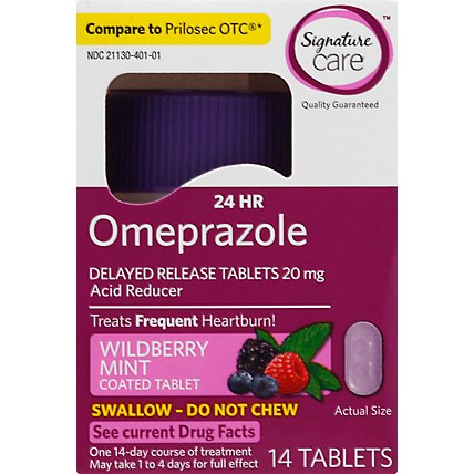 Signature Care Omeprazole Acid Reducer Tab Wildberry Mint - 14 Count - Image 2