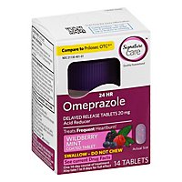 Signature Care Omeprazole Acid Reducer Tab Wildberry Mint - 14 Count - Image 1