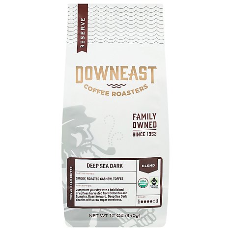Downeast Coffee Deep Sea Dark Roast Whole Coffee Organic - 12 OZ