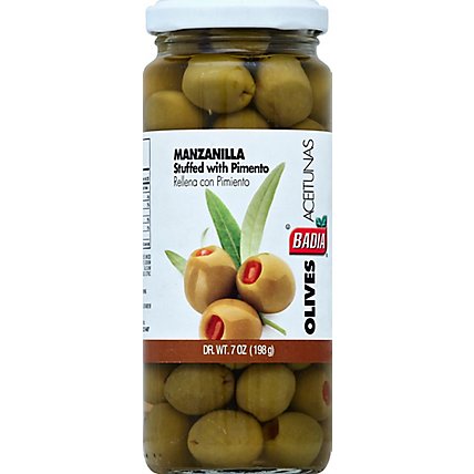 Badia Manzanilla Olives Stuffed W/ Minced Pimento - 7 OZ - Image 2