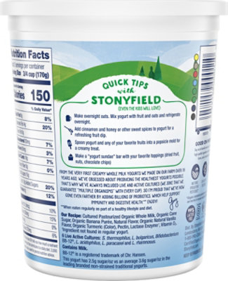 Stonyfield Farm Organic Whole Milk Banilla Probiotic Yogurt - 32 OZ - Image 6