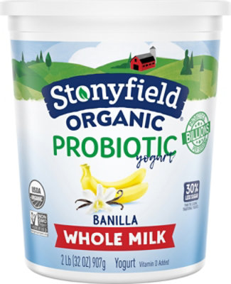 Stonyfield Farm Organic Whole Milk Banilla Probiotic Yogurt - 32 OZ - Image 2