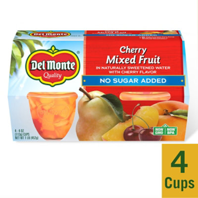 Del Monte Cherry Mixed Fruit Cup No Sugar Added - 4-4 OZ - Image 1